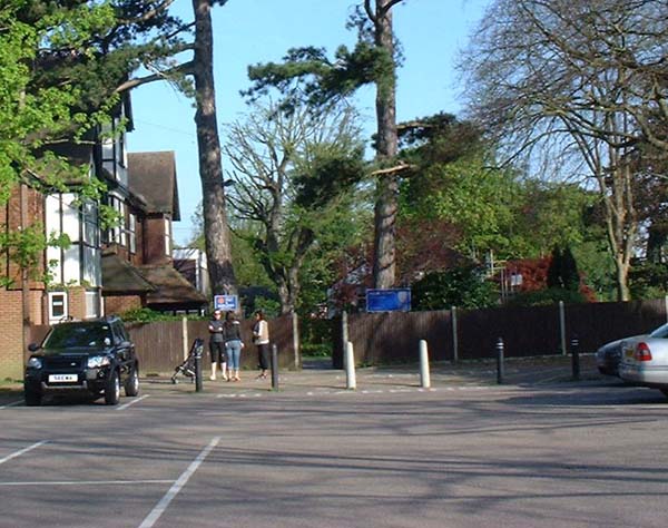 The Horseshoe car park and The Priory April 2007